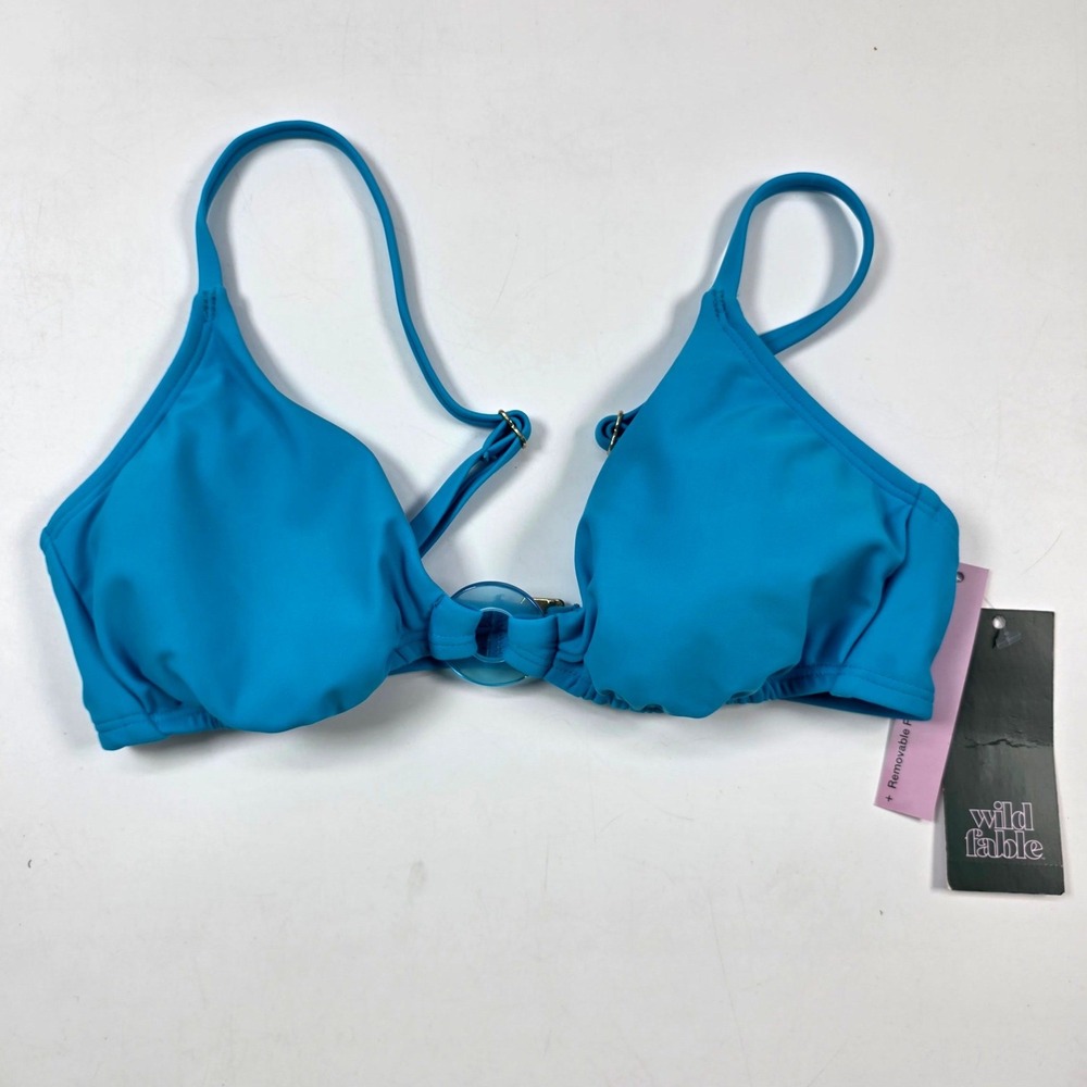 Wild Fable Bikini Top Womens S Blue O-Ring Adjustable Strap Swimsuit NWT‎